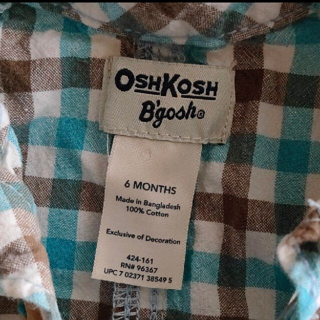 OshKosh(オシュコシュ)の60　6ヶ月　ロンパース　チェックシャツ　オシュコシュ　oshkosh キッズ/ベビー/マタニティのベビー服(~85cm)(ロンパース)の商品写真