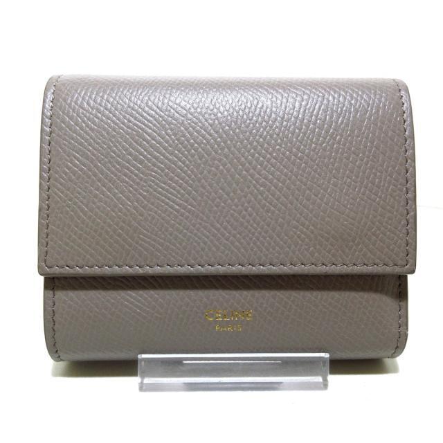 セリーヌ 3つ折り財布美品 グレー レザー てなグッズや 48.0%OFF www