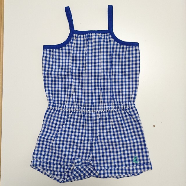 PETIT BATEAU(プチバトー)のキャミロンパース ギンガムチェック キッズ/ベビー/マタニティのベビー服(~85cm)(ロンパース)の商品写真