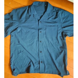 シマムラ(しまむら)のオープンカラーシャツ　ドルマンシャツ　半袖　青緑(シャツ)