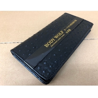 オーストリッチ型押し　本革製長財布　ブラック(長財布)