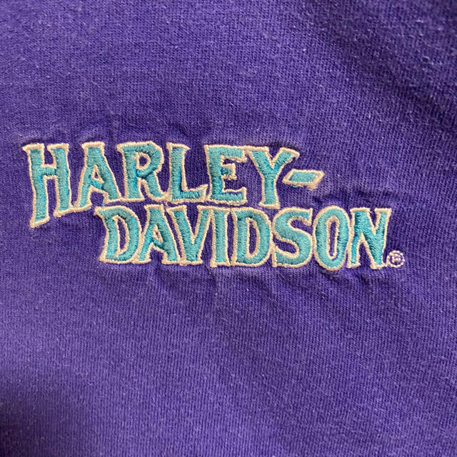 Harley Davidson(ハーレーダビッドソン)の90s 古着 ハーレーダビッドソン  USA製 刺繍ロゴ パープル ゆるだぼ メンズのトップス(Tシャツ/カットソー(半袖/袖なし))の商品写真