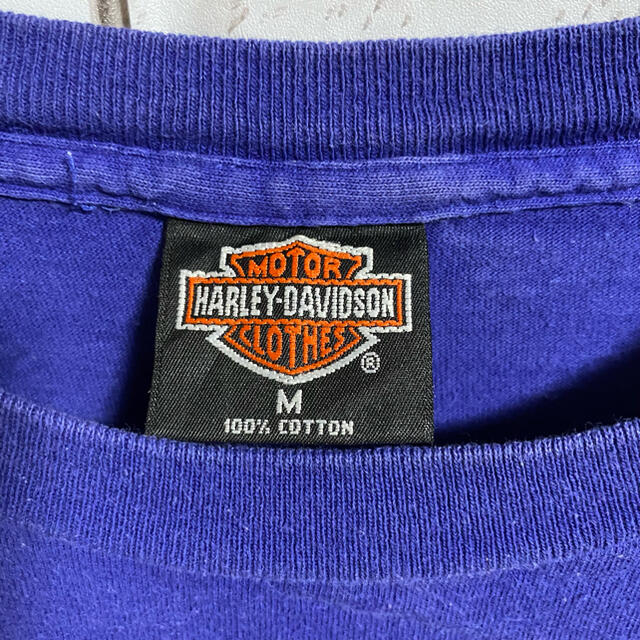 Harley Davidson(ハーレーダビッドソン)の90s 古着 ハーレーダビッドソン  USA製 刺繍ロゴ パープル ゆるだぼ メンズのトップス(Tシャツ/カットソー(半袖/袖なし))の商品写真