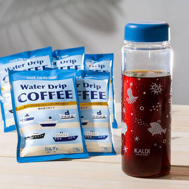 KALDI(カルディ)の新品　カルディ　ウォータードリップコーヒー&クリアボトルセット 食品/飲料/酒の飲料(コーヒー)の商品写真