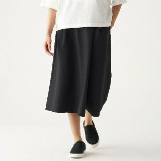 ムジルシリョウヒン(MUJI (無印良品))の■新品■ 無印良品ストレッチサッカーワイドパンツ／黒／XL(カジュアルパンツ)