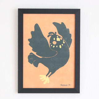 【送料無料】A4アートポスター・やわらかく動く 小鳥（オレンジ）(アート/写真)