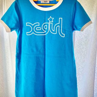 エックスガール(X-girl)のr irusa05様専用！X-GIRL Tシャツワンピース　ブルー　130 美品(ひざ丈ワンピース)