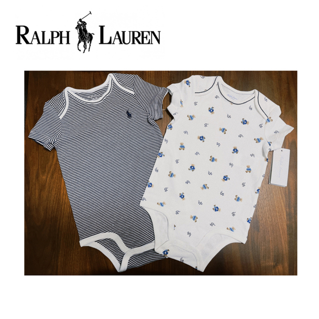 Ralph Lauren(ラルフローレン)の【新品・タグ付き】値下げ中★ラルフローレン ロンパース 12M 2枚セット キッズ/ベビー/マタニティのベビー服(~85cm)(ロンパース)の商品写真