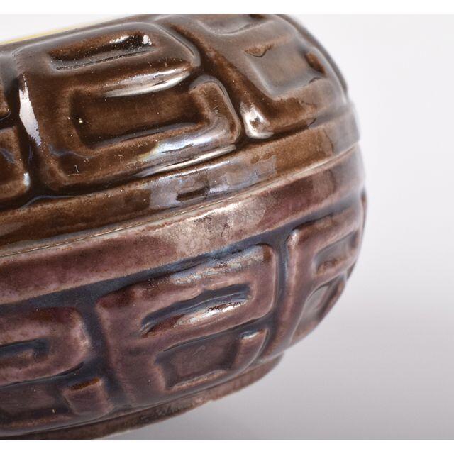 茶道具 清閑寺窯 杉田祥平作 紫交趾 香合 共箱 C R3751 茶道具 清閑寺窯 杉田祥平作 紫交趾 香合 共箱 C R3751