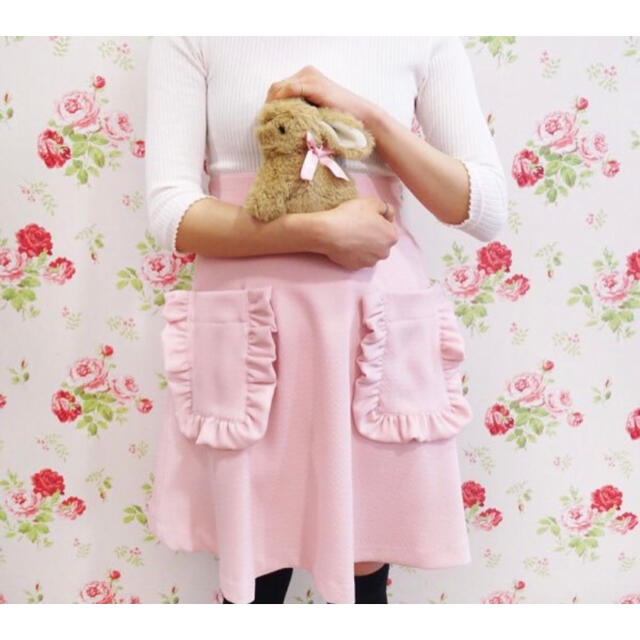Katie(ケイティー)の♡Katie CAFE CHIC ハイウエストスカート ピンク フリルポケット♡ レディースのスカート(ひざ丈スカート)の商品写真