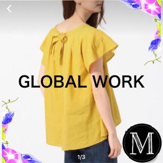 グローバルワーク(GLOBAL WORK)のGLOBALWORK★リネンテンセルバックリボン半袖イエロー麻リネン(シャツ/ブラウス(半袖/袖なし))