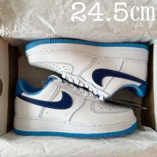 ナイキ(NIKE)の24.5㎝ NIKE エアフォース1 '07 ホワイト ブルー AF1(スニーカー)