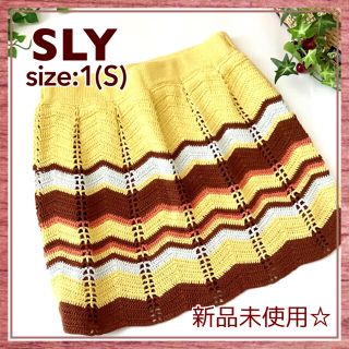 スライ(SLY)のSLY スライ　クロシェ編み風　ニットミニスカート　size:1(ミニスカート)