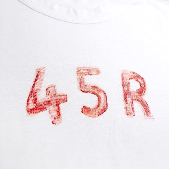 再入荷 45rpm 45rpm✨裏面プリント 45Rロゴ 天竺 コットン R刺繍 45星TシャツLの通販 by  おとな可愛いナチュラルブランド古着・雑貨のマーケット ひつじ雲｜フォーティーファイブアールピーエムならラ