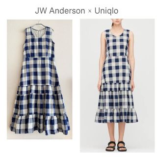 ユニクロ(UNIQLO)のJW Anderson Uniqlo  コラボ   チェックワンピース(ロングワンピース/マキシワンピース)