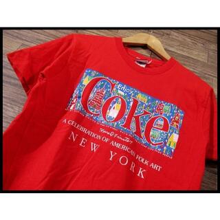 コカコーラ(コカ・コーラ)のG② USA製 コカ コーラ ニューヨーク アート プリント Tシャツ S 赤(Tシャツ/カットソー(半袖/袖なし))
