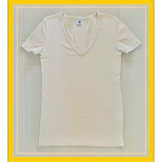 プチバトー(PETIT BATEAU)の★PETITE BATEAU  レディース　Tシャツ　ベージュ　Vネック　半袖(Tシャツ(半袖/袖なし))