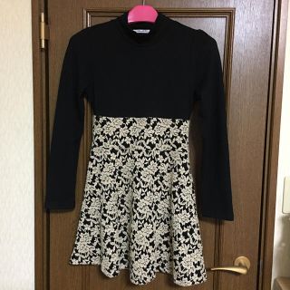 ユメテンボウ(夢展望)の【中古】夢展望☆上品クラシック♪ウエスト細魅せ切替タートルワンピース(ミニワンピース)