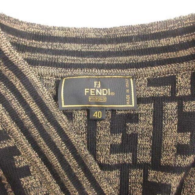 FENDI(フェンディ)のフェンディ ヴィンテージ ズッカ柄 カーディガン ニット 長袖 40 茶 黒 レディースのトップス(カーディガン)の商品写真