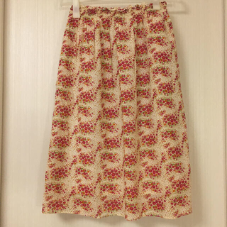 サマンサモスモス(SM2)のSM2 花柄フレアスカート ピンク M 日本製(ひざ丈スカート)