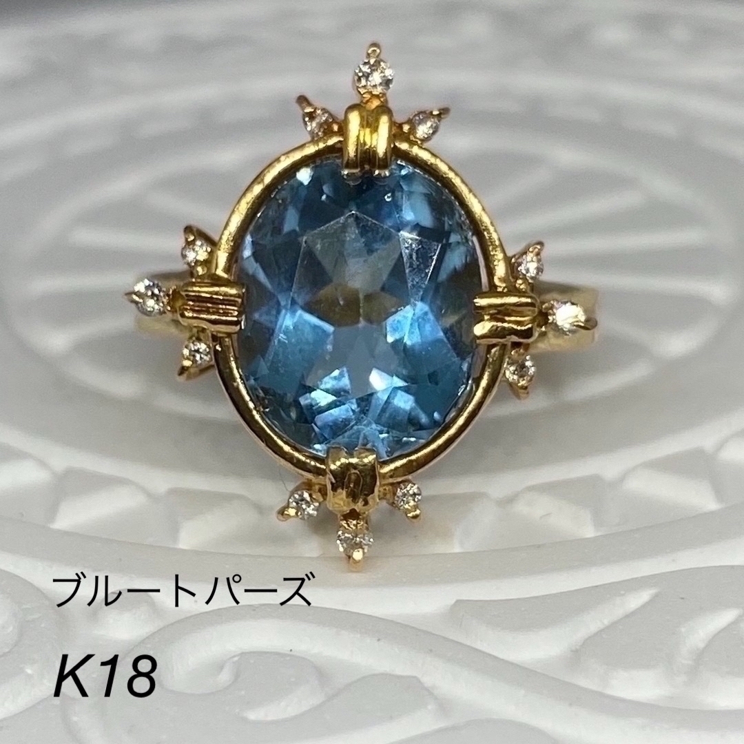 一目惚れしたブルートパーズ　リング  K18          サイズ10 レディースのアクセサリー(リング(指輪))の商品写真