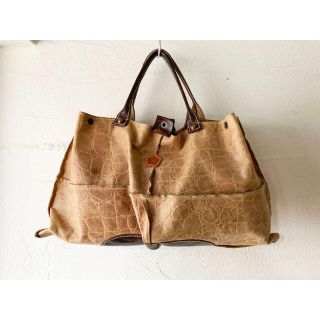 アインソフ(Ain Soph)のAinSoph　アインソフ 本革型押しトートバッグ手提げかばんベージュｘブラウン(トートバッグ)