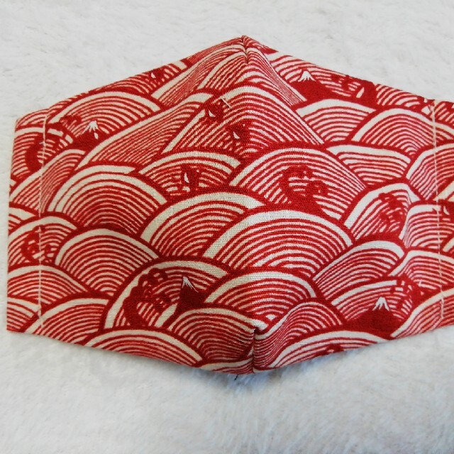 （1533）赤富士青海波インナーマスク ハンドメイドのファッション小物(その他)の商品写真