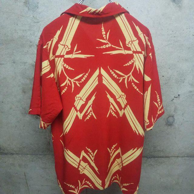アロハシャツ 竹 和柄 赤　70s 80s vintage