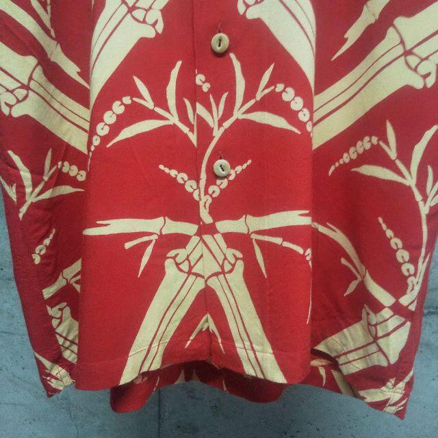 アロハシャツ 竹 和柄 赤　70s 80s vintage