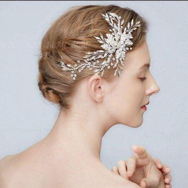 ☆新品シルバー ヘッドドレス ヘアアクセサリーボンネ ウェディング髪飾り 結婚式 レディースのフォーマル/ドレス(ウェディングドレス)の商品写真