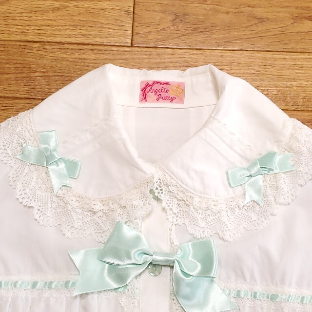 Angelic Pretty(アンジェリックプリティー)のAngelic Pretty レースシャツ　サテンリボン付き レディースのトップス(シャツ/ブラウス(半袖/袖なし))の商品写真