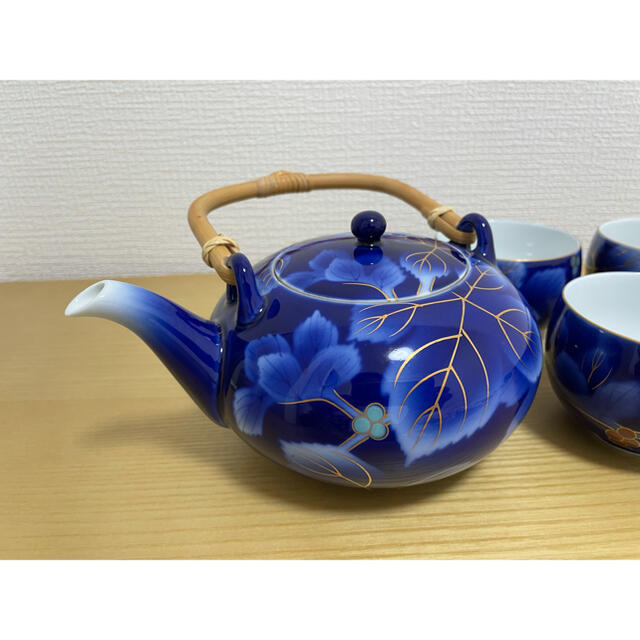 【美品】深川製磁　茶器揃　急須　湯呑み　瑠璃・染錦葡萄柄  6点 インテリア/住まい/日用品のキッチン/食器(食器)の商品写真