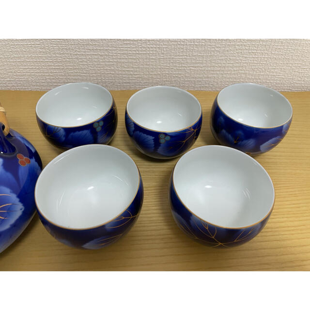 【美品】深川製磁　茶器揃　急須　湯呑み　瑠璃・染錦葡萄柄  6点 インテリア/住まい/日用品のキッチン/食器(食器)の商品写真