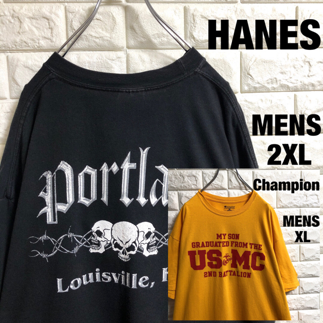 Hanes(ヘインズ)ののんたん様専用ヘインズ  ドクロ　チャンピオン　セット　tシャツ  メンズのトップス(Tシャツ/カットソー(半袖/袖なし))の商品写真