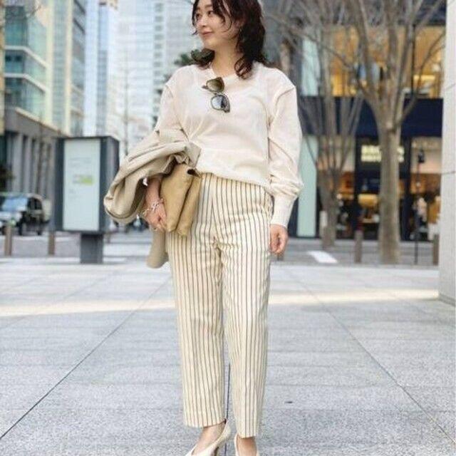 タグ付き未使用ユニオンランチLINEN COTTON STRIPE PANTS