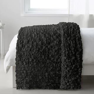 イケア(IKEA)のOFELIA オフェーリア 毛布, ダークグレー(毛布)