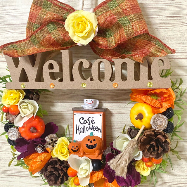 専用】ハロウィン HalloWeen ウェルカム Welcome リース ★ ハンドメイドのフラワー/ガーデン(リース)の商品写真