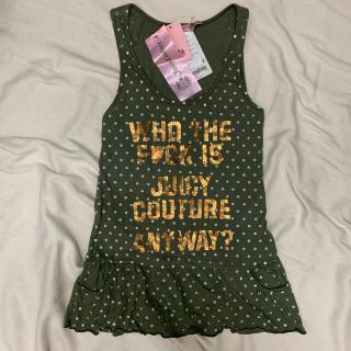 ジューシークチュール(Juicy Couture)の◆タンクトップ　抹茶色地に白水玉柄　アメリカ製(タンクトップ)