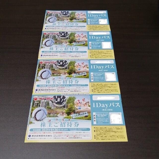 中古 東京サマーランド 株主優待 １Dayパス ４枚 | www