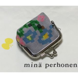 ミナペルホネン(mina perhonen)のフラワーベッド　ミナペルホネン　ハンドメイド　ミニがま口(ポーチ)