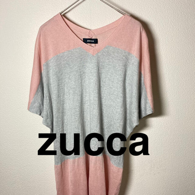 ZUCCa(ズッカ)のzucca ゆったり 長め ニットカットソー ロング丈 サーマーニット Mサイズ レディースのトップス(カットソー(半袖/袖なし))の商品写真