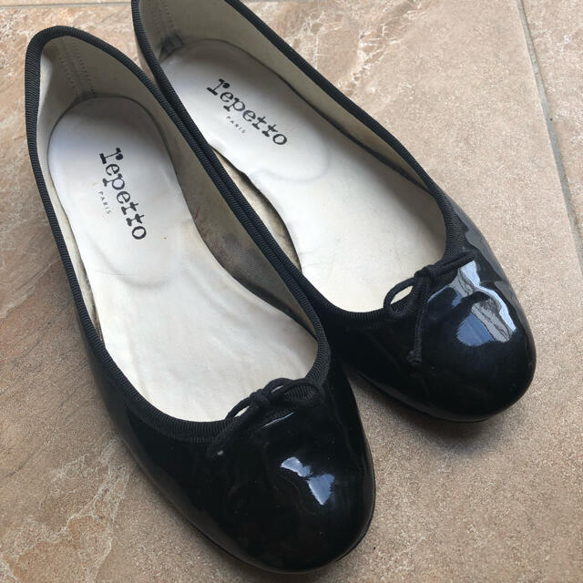 repetto 黒 エナメル バレエシューズ 38 - バレエシューズ