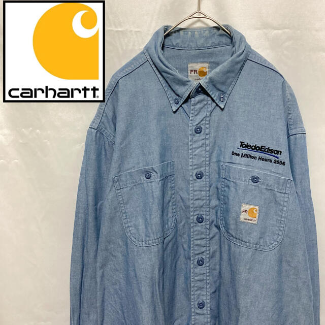 Carhartt カーハート 胸ポケット 長袖ワークシャツ ワンポイントロゴ L