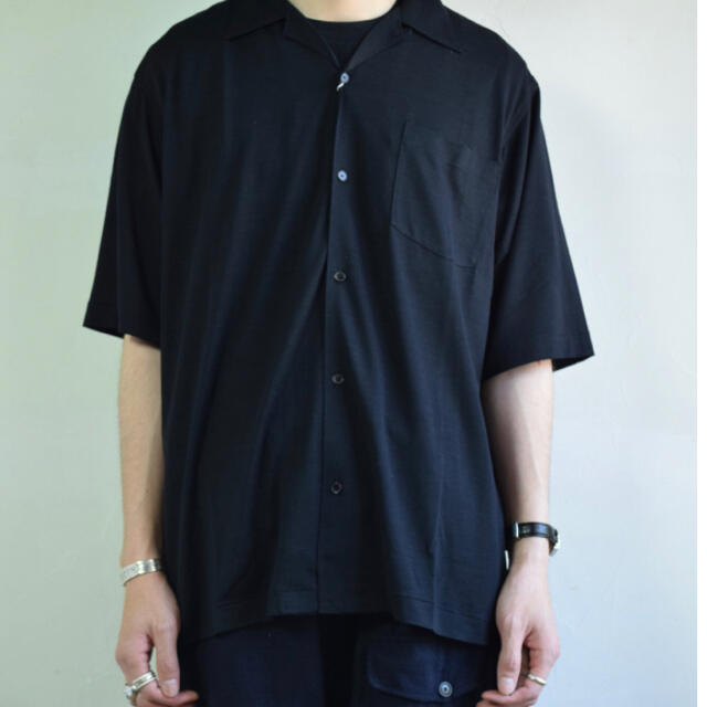 COMOLI 18SS ウール天竺半袖シャツ NAVY 2