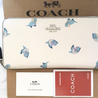 コーチ(COACH)の【新品　未使用　可愛い】コーチ　長財布　シンデレラコラボ　青い鳥　ホワイト(財布)