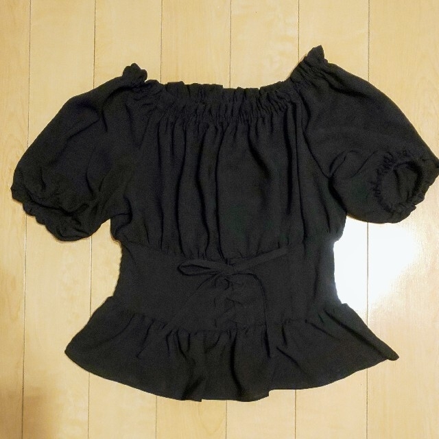 しまむら(シマムラ)のしまむら ブラウス シャーリング ブラック M レディースのトップス(シャツ/ブラウス(半袖/袖なし))の商品写真