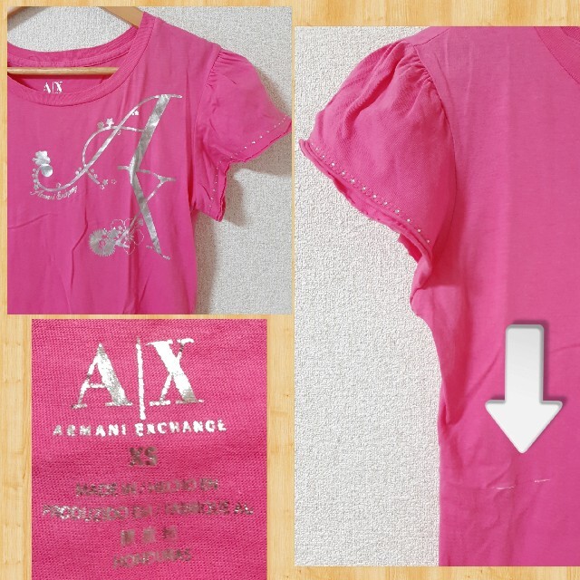 ARMANI EXCHANGE(アルマーニエクスチェンジ)のARMANI EXCHANGE アルマーニエクスチェンジ XS ラインストーン レディースのトップス(Tシャツ(半袖/袖なし))の商品写真