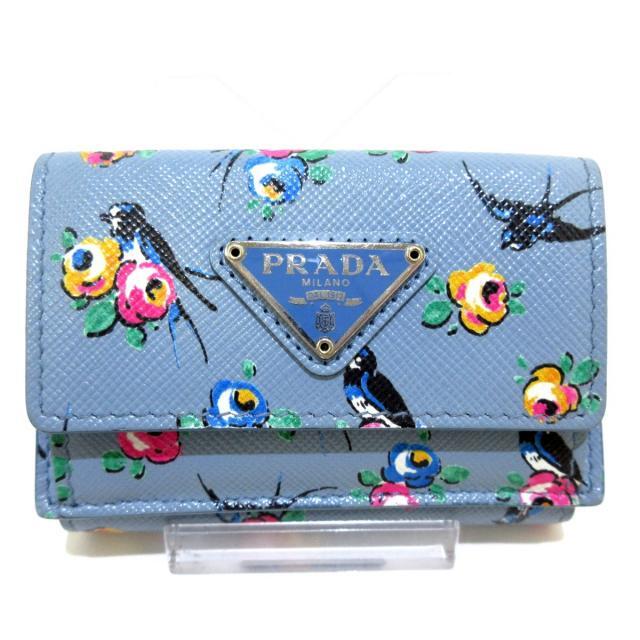 【PRADA】サフィアーノ花柄二つ折り財布