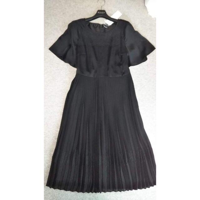 新品　TO BE CHIC　素敵なポワリーサテンドレス40　黒　64900円