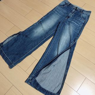 リエンダ(rienda)のrienda  ロングスリットワイドJ/W DENIM PT  リエンダ デニム(デニム/ジーンズ)